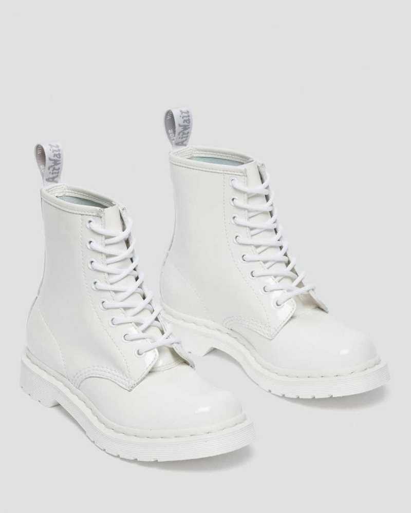 Dr Martens 1460 Mono Patent Leather Lace Up Boots Originals Shoes White | 57046AICL