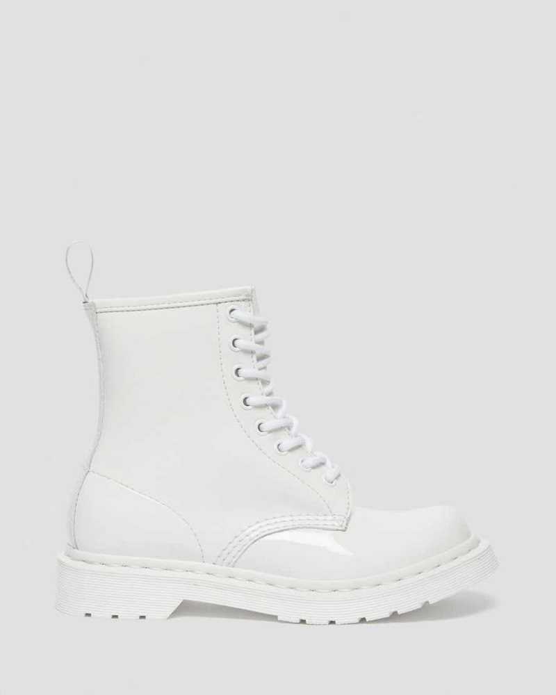 Dr Martens 1460 Mono Patent Leather Lace Up Boots Originals Shoes White | 57046AICL