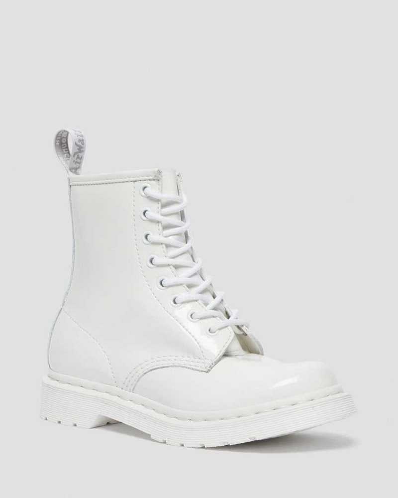 Dr Martens 1460 Mono Patent Leather Lace Up Boots Originals Shoes White | 57046AICL