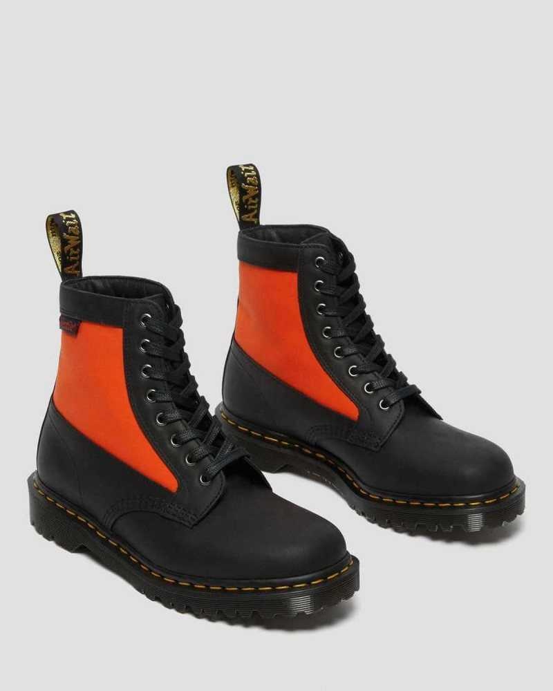 Dr Martens 1460 Panel Leather Lace Up Boots Made In England Black | 14059ZSIY