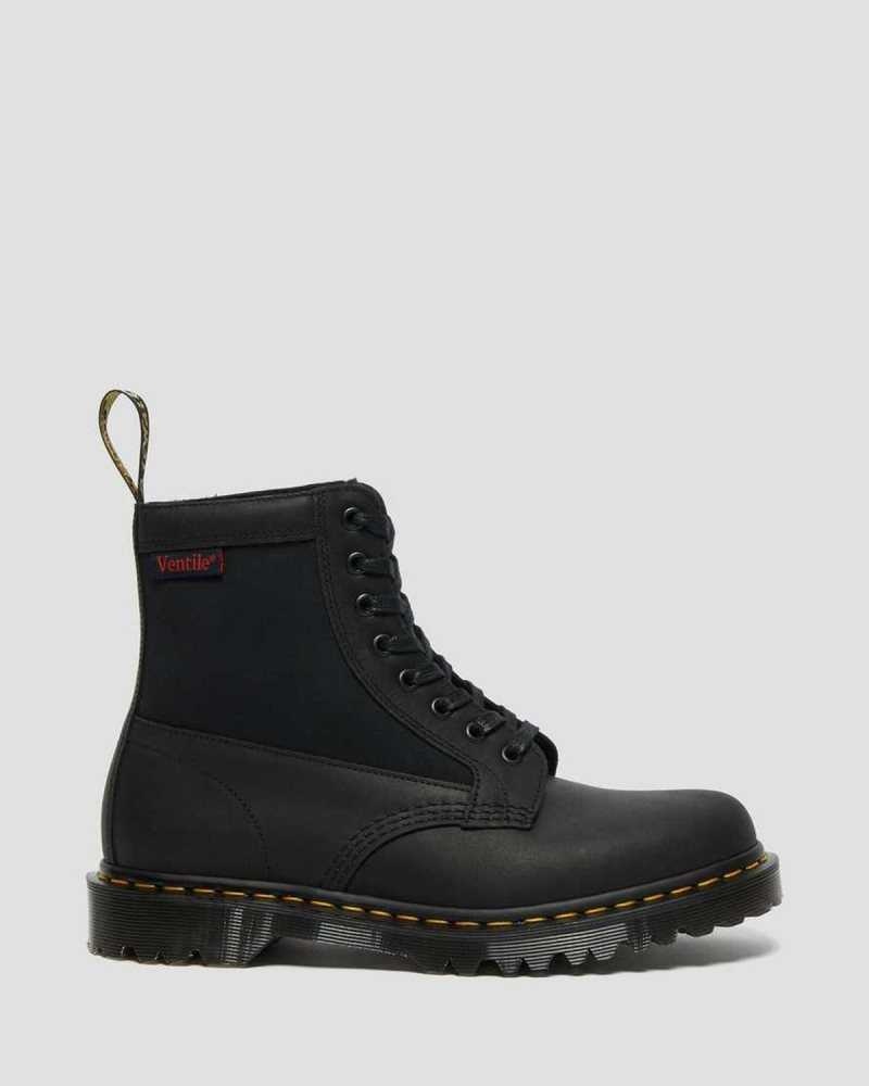 Dr Martens 1460 Panel Leather Lace Up Boots Made In England Black | 05962CSGY