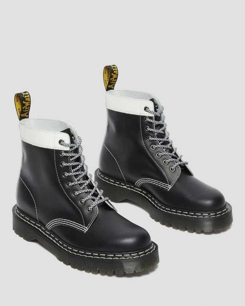 Dr Martens 1460 Pascal Bex Leather Contrast Lace Up Boots Platform Boots Black / White | 13072OSGX