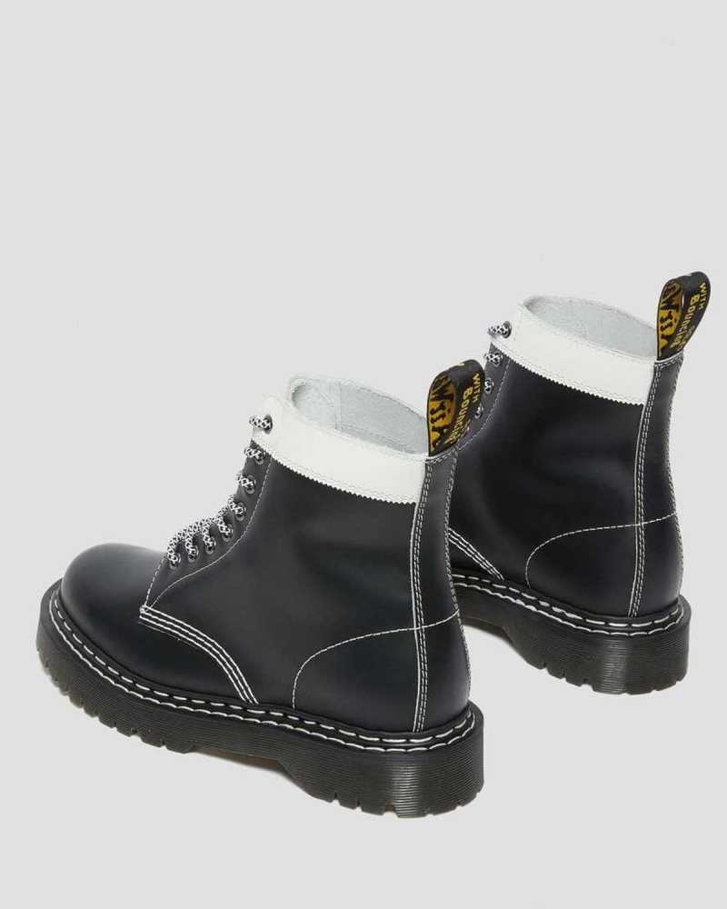 Dr Martens 1460 Pascal Bex Leather Contrast Lace Up Boots Platform Boots Black / White | 13072OSGX