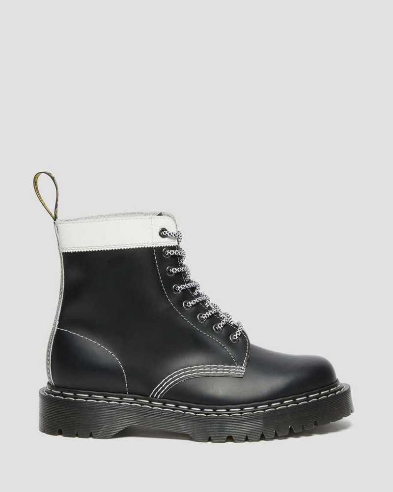 Dr Martens 1460 Pascal Bex Leather Contrast Lace Up Boots Platform Boots Black / White | 13072OSGX