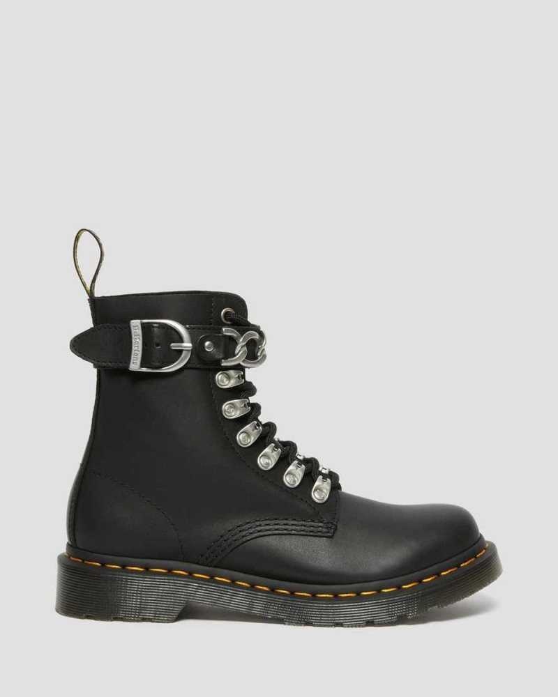 Dr Martens 1460 Pascal Chain Leather Lace Up Boots Boots Black | 95640LAYT