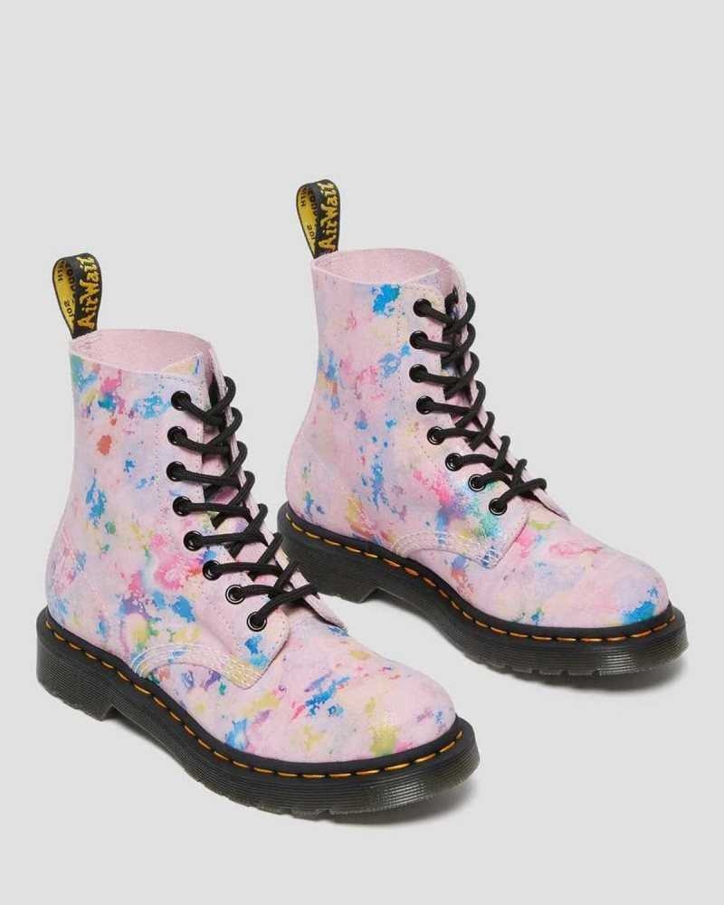 Dr Martens 1460 Pascal Confetti Suede Lace Up Boots Boots Pink | 34581UBOW