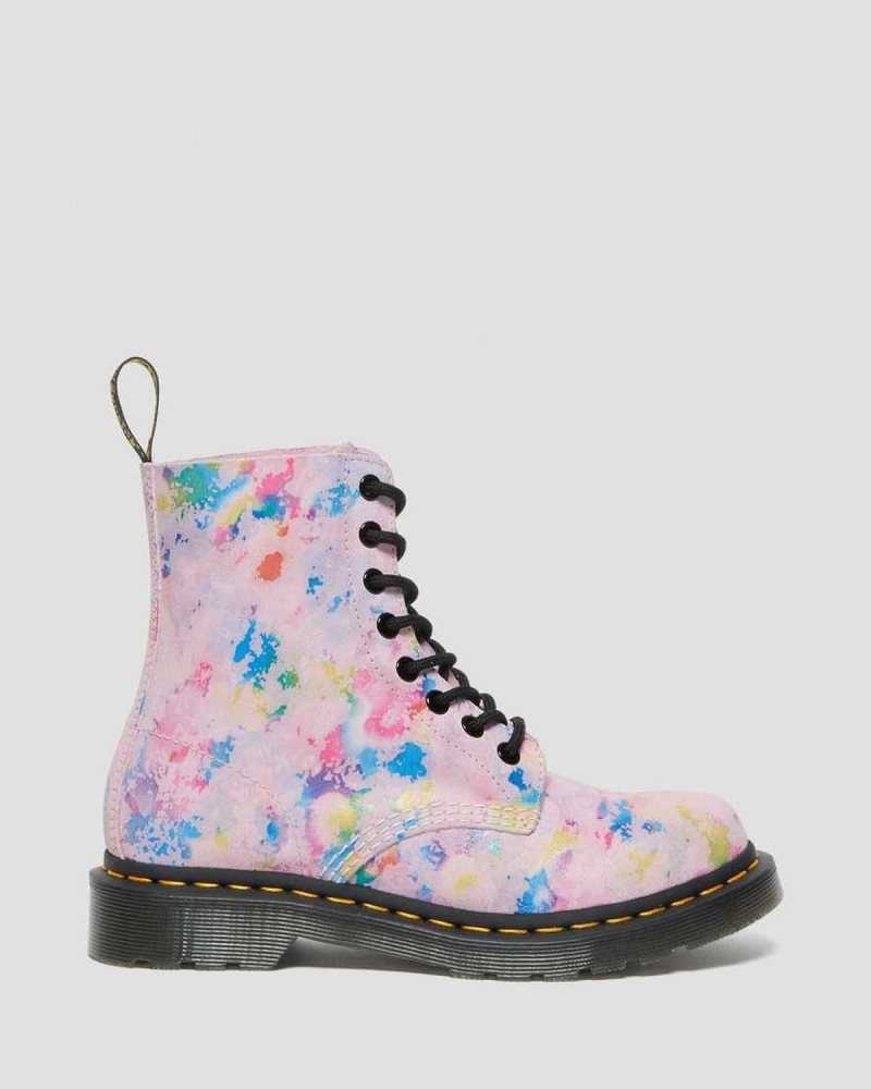 Dr Martens 1460 Pascal Confetti Suede Lace Up Boots Boots Pink | 34581UBOW