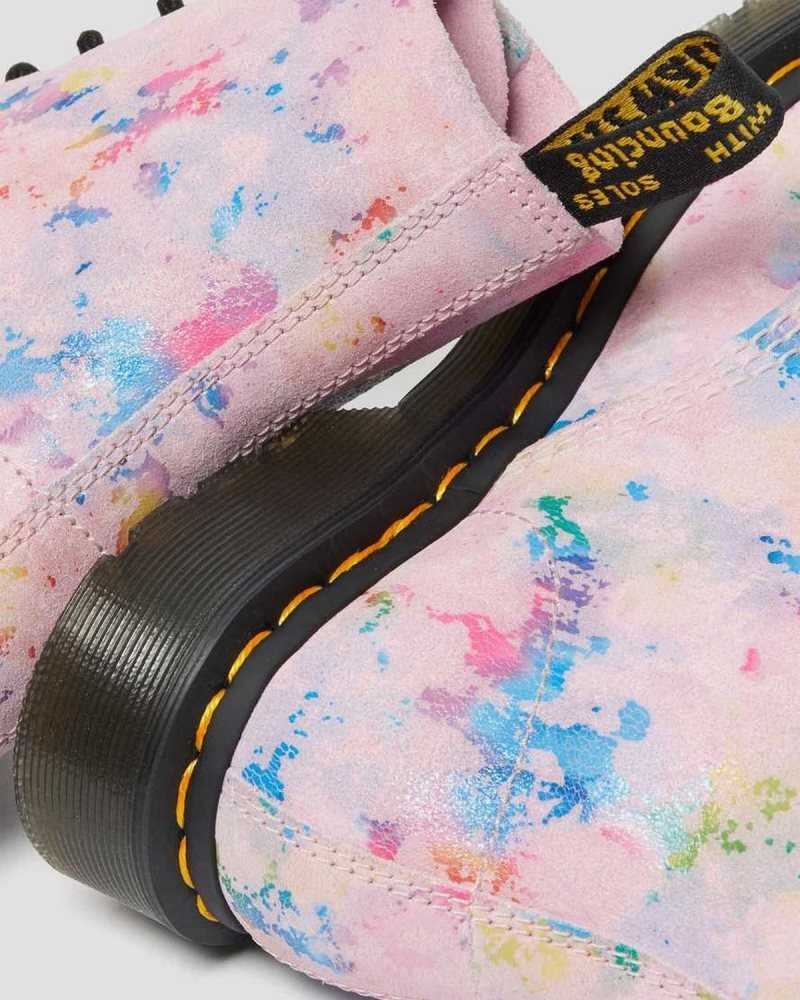 Dr Martens 1460 Pascal Confetti Suede Lace Up Boots Boots Pink | 34581UBOW