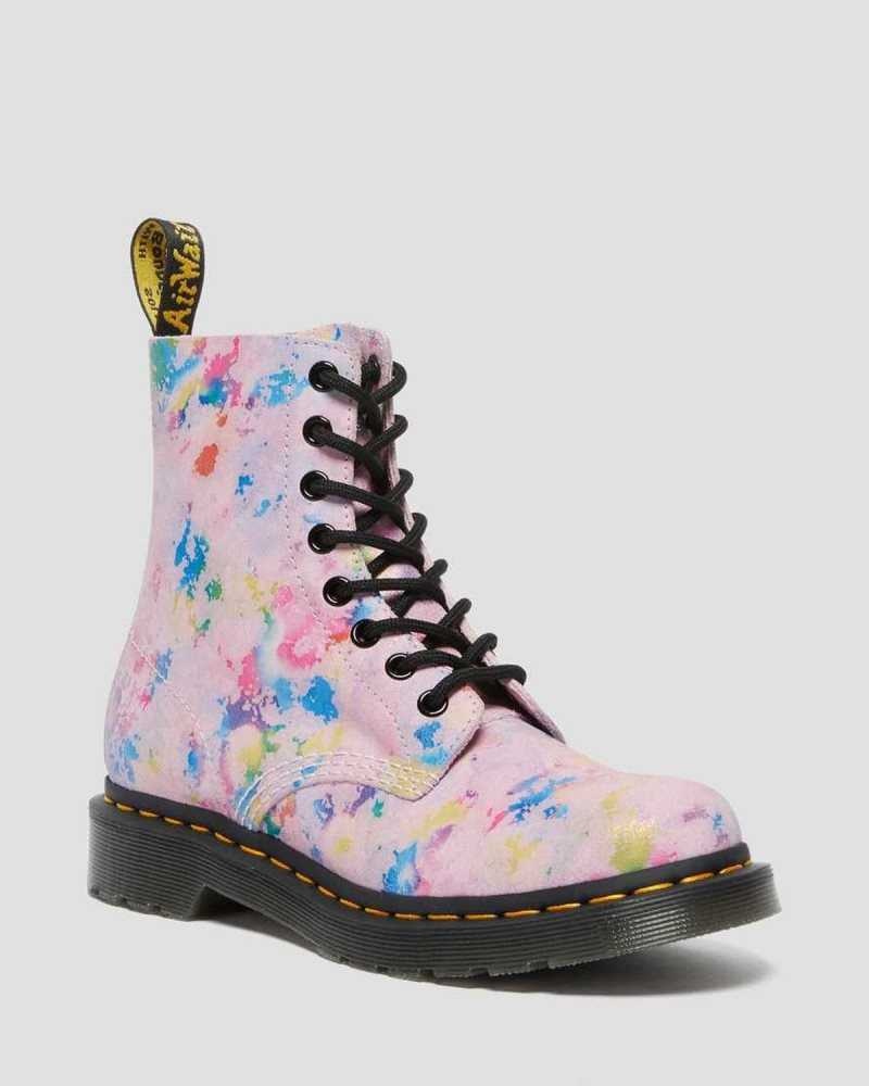 Dr Martens 1460 Pascal Confetti Suede Lace Up Boots Boots Pink | 34581UBOW