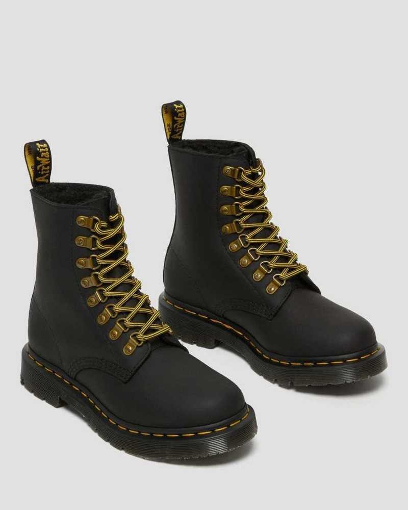 Dr Martens 1460 Pascal DM's Wintergrip Leather Lace Up Boots Boots Black | 12560UNQO