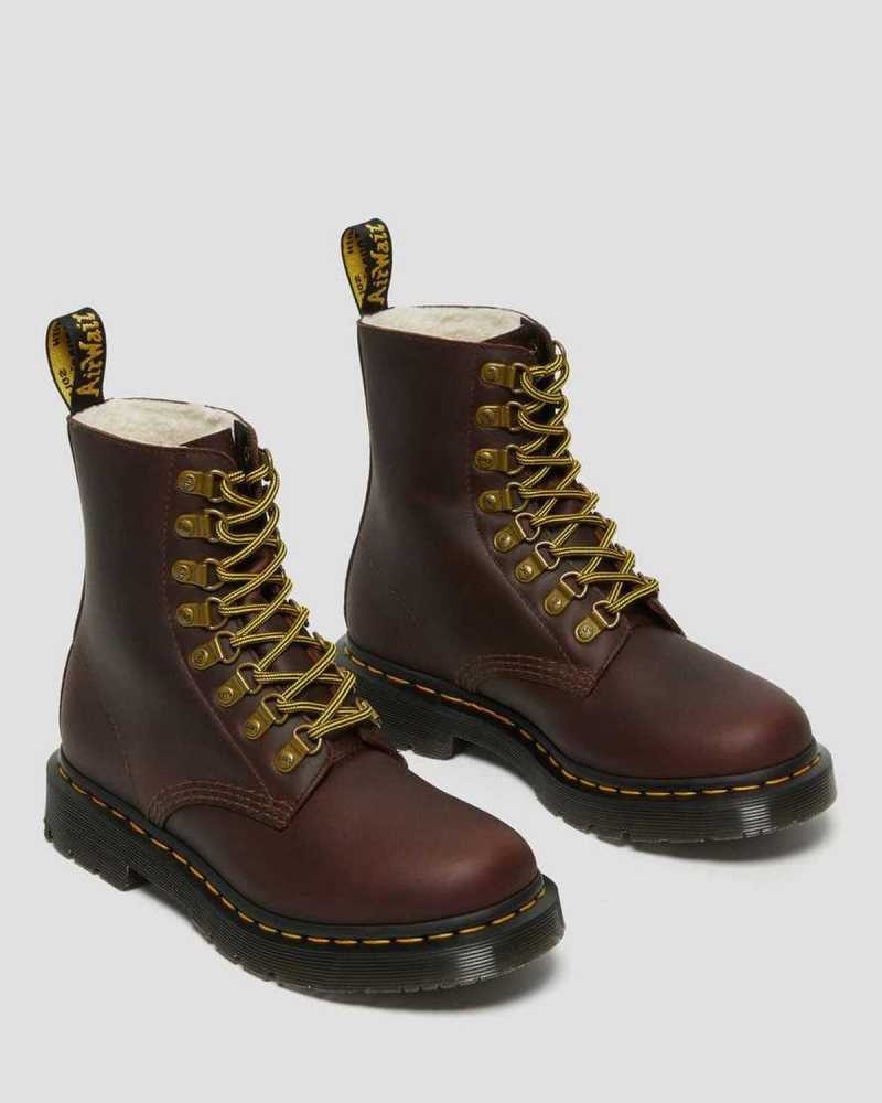 Dr Martens 1460 Pascal DM's Wintergrip Leather Lace Up Boots Winter Boots Brown | 01689BYVN