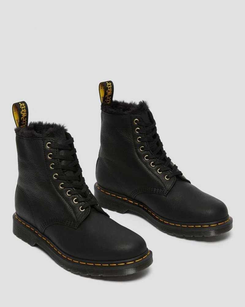 Dr Martens 1460 Pascal Faux Fur Lined Lace Up Boots Boots Black | 08239NUTD