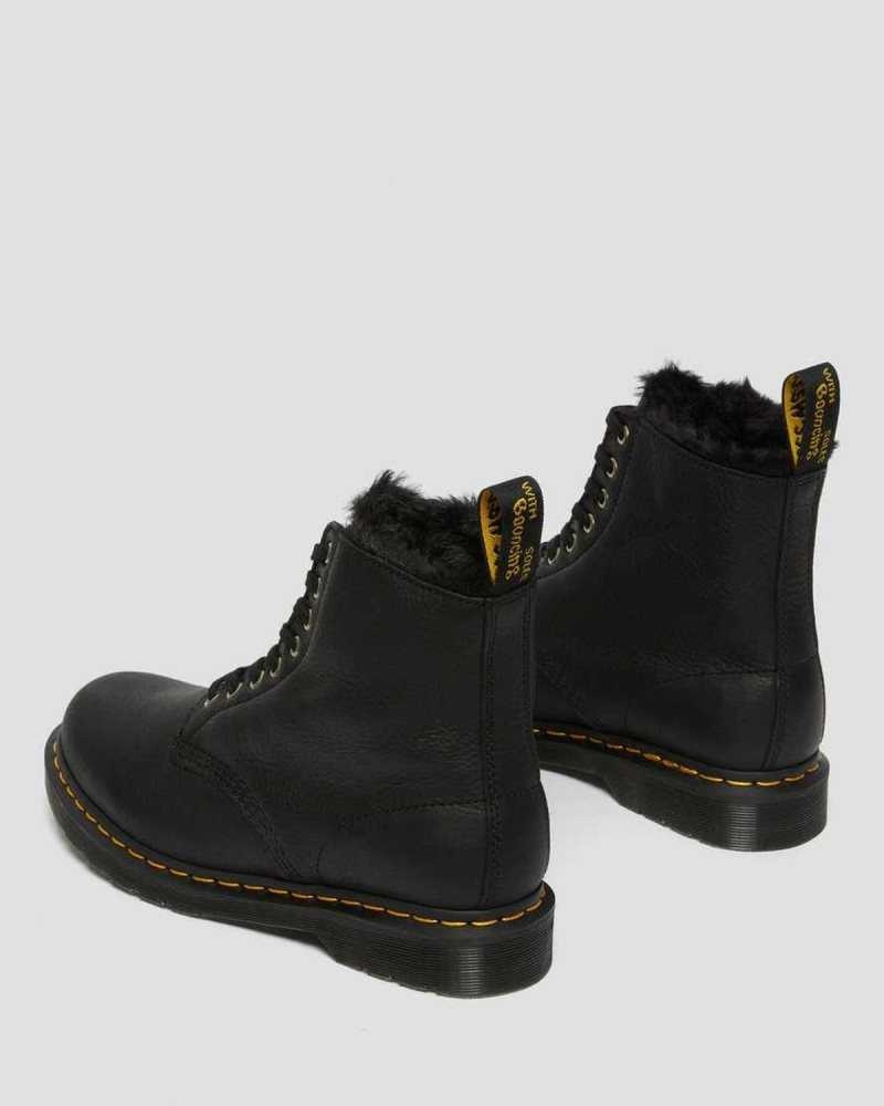 Dr Martens 1460 Pascal Faux Fur Lined Lace Up Boots Boots Black | 08239NUTD