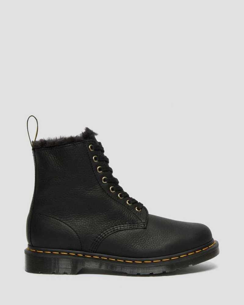 Dr Martens 1460 Pascal Faux Fur Lined Lace Up Boots Boots Black | 08239NUTD