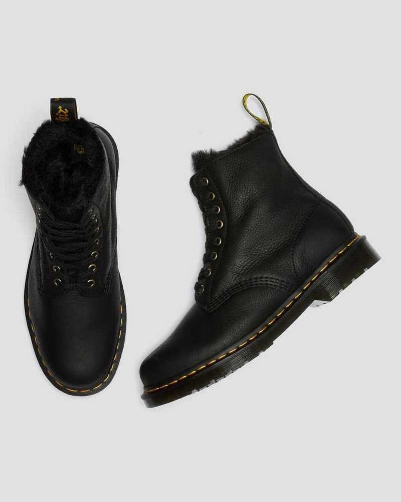 Dr Martens 1460 Pascal Faux Fur Lined Lace Up Boots Boots Black | 08239NUTD