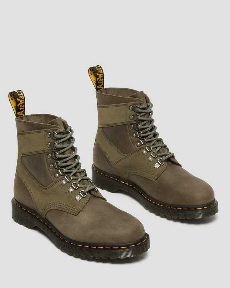 Dr Martens 1460 Pascal Leather & Suede Lace Up Boots Ankle Boots Olive | 59824TZRL