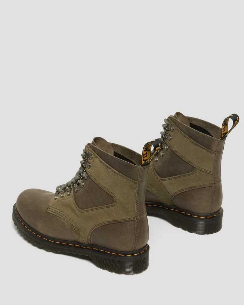 Dr Martens 1460 Pascal Leather & Suede Lace Up Boots Ankle Boots Olive | 59824TZRL