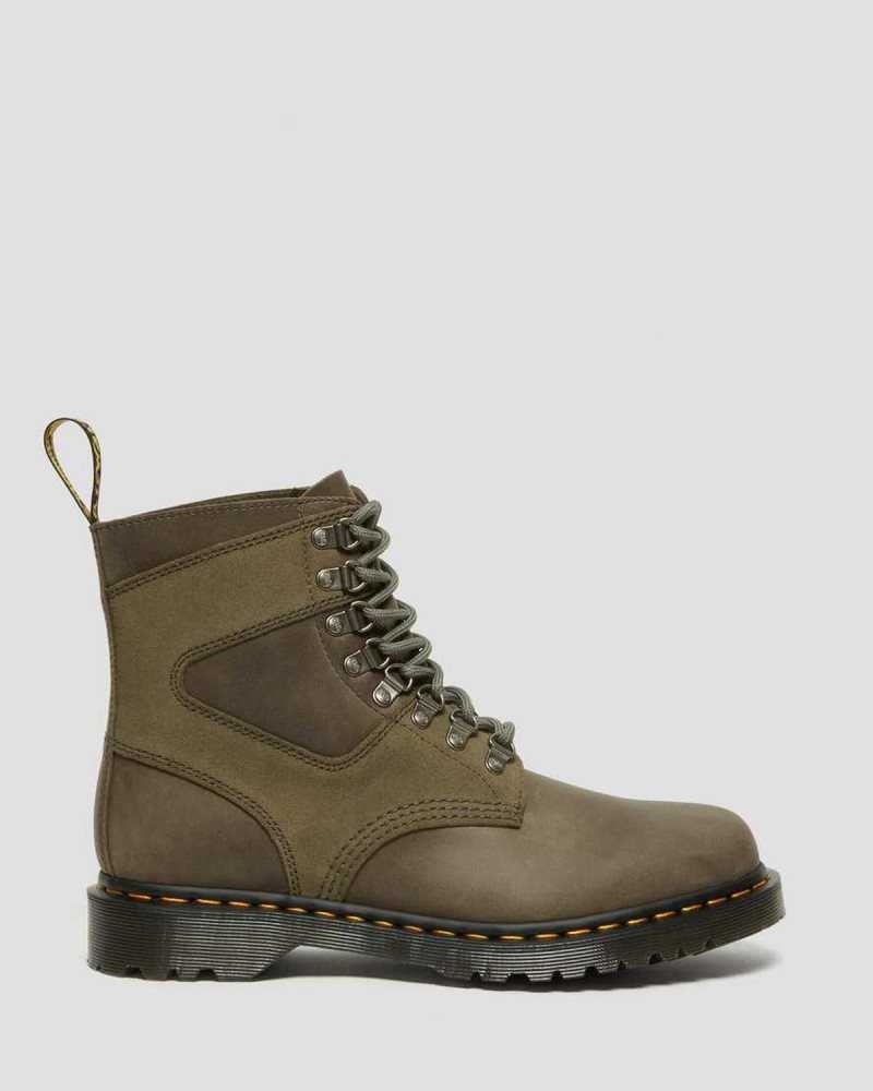 Dr Martens 1460 Pascal Leather & Suede Lace Up Boots Ankle Boots Olive | 59824TZRL