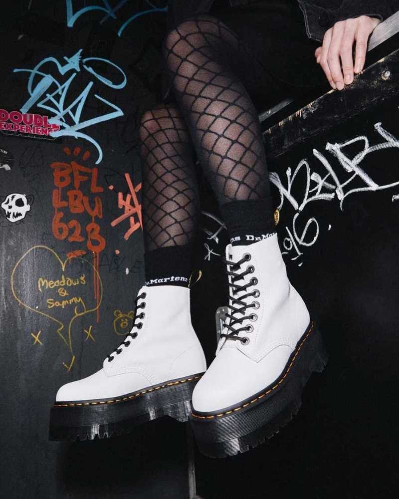 Dr Martens 1460 Pascal Max Leather Platform Boots Boots White | 82951OJZQ