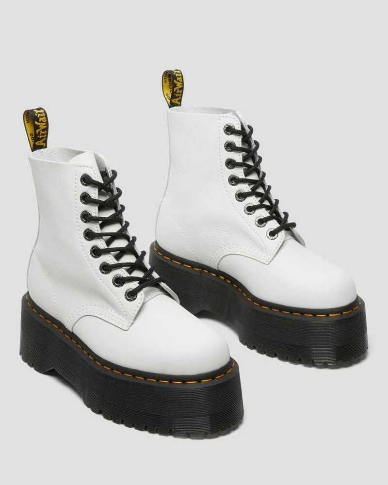 Dr Martens 1460 Pascal Max Leather Platform Boots Boots White | 82951OJZQ