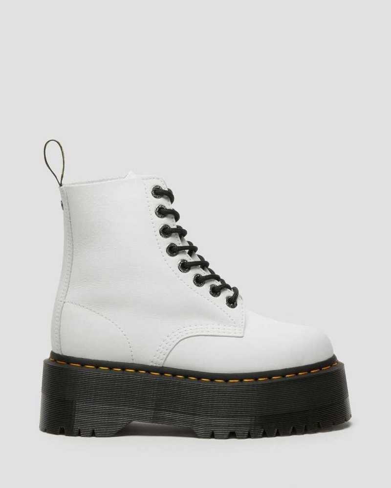 Dr Martens 1460 Pascal Max Leather Platform Boots Boots White | 82951OJZQ