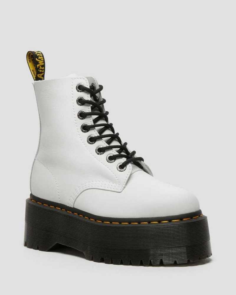 Dr Martens 1460 Pascal Max Leather Platform Boots Ankle Boots White | 76804PUHV