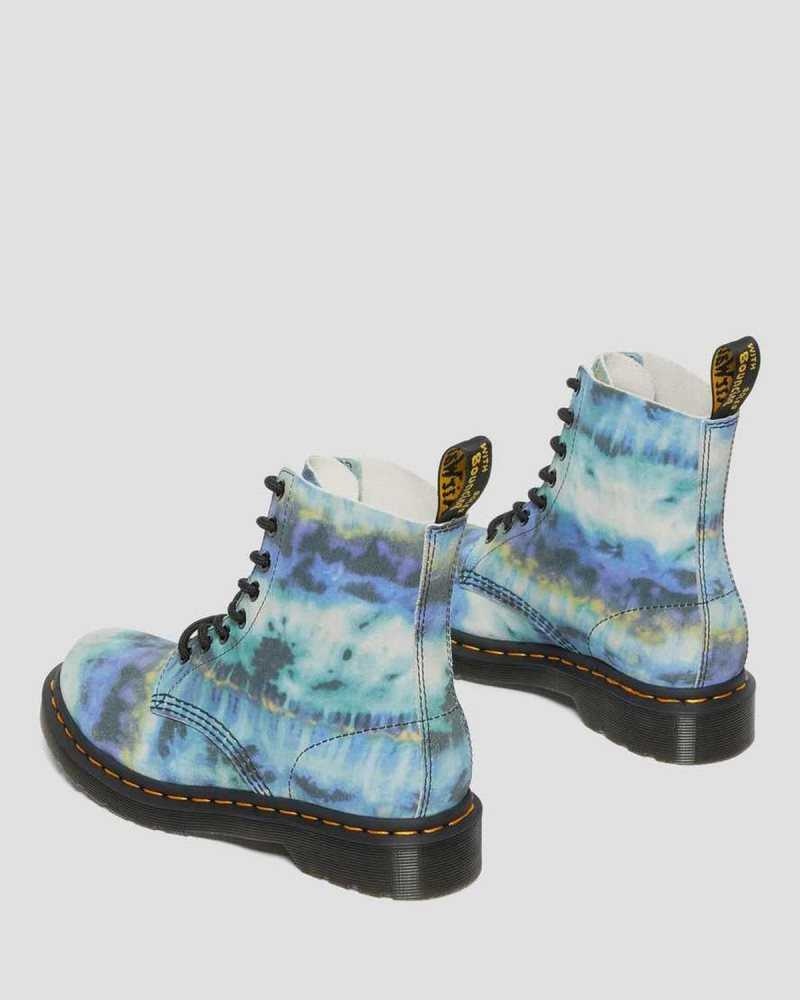 Dr Martens 1460 Pascal Tie Dye Leather Lace Up Boots Ankle Boots Blue | 09765OBCI