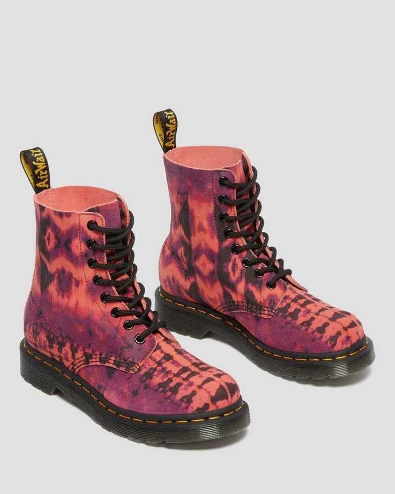 Dr Martens 1460 Pascal Tie Dye Leather Lace Up Boots Boots Purple | 06297XDSF