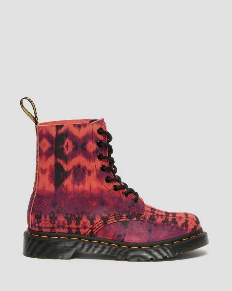 Dr Martens 1460 Pascal Tie Dye Leather Lace Up Boots Boots Purple | 06297XDSF