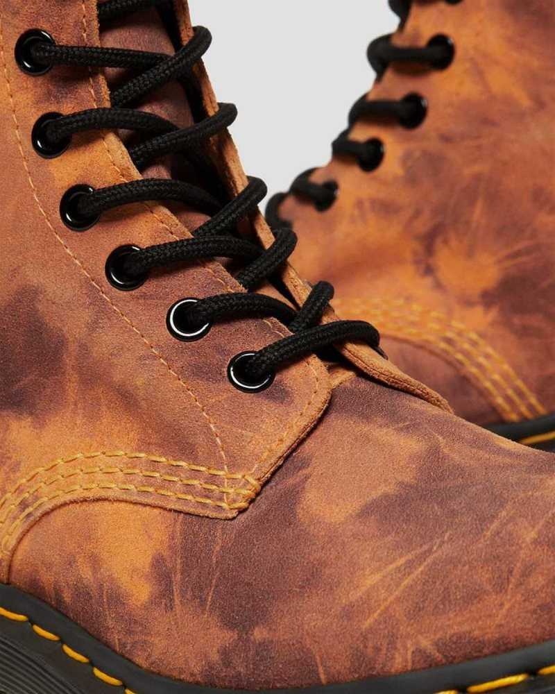 Dr Martens 1460 Pascal Tie Dye Leather Lace Up Boots Boots Orange | 75842KTJR