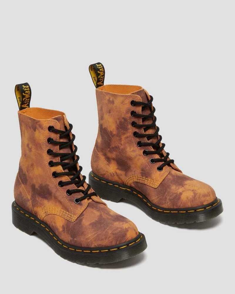 Dr Martens 1460 Pascal Tie Dye Leather Lace Up Boots Boots Orange | 75842KTJR