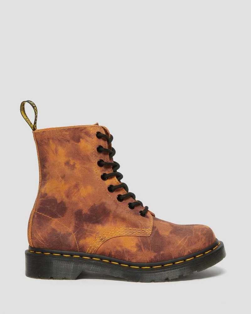 Dr Martens 1460 Pascal Tie Dye Leather Lace Up Boots Boots Orange | 75842KTJR