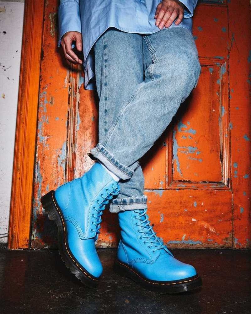 Dr Martens 1460 Pascal Virginia Leather Boots Boots Blue | 49802MZPQ