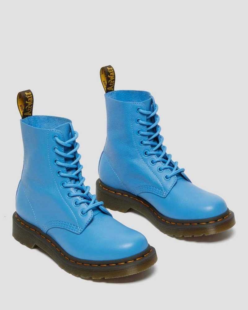 Dr Martens 1460 Pascal Virginia Leather Boots Boots Blue | 49802MZPQ