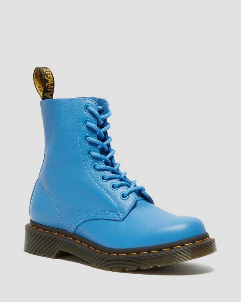 Dr Martens 1460 Pascal Virginia Leather Boots Boots Blue | 49802MZPQ