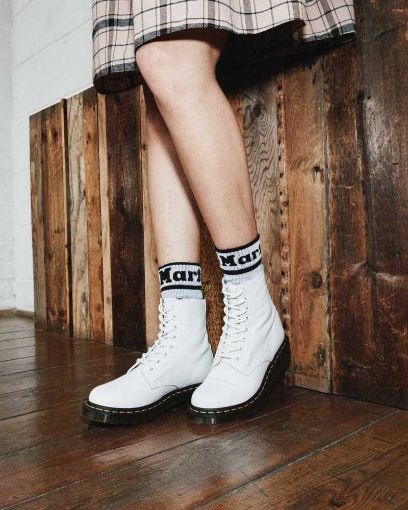 Dr Martens 1460 Pascal Virginia Leather Boots Boots White | 47690RLFJ