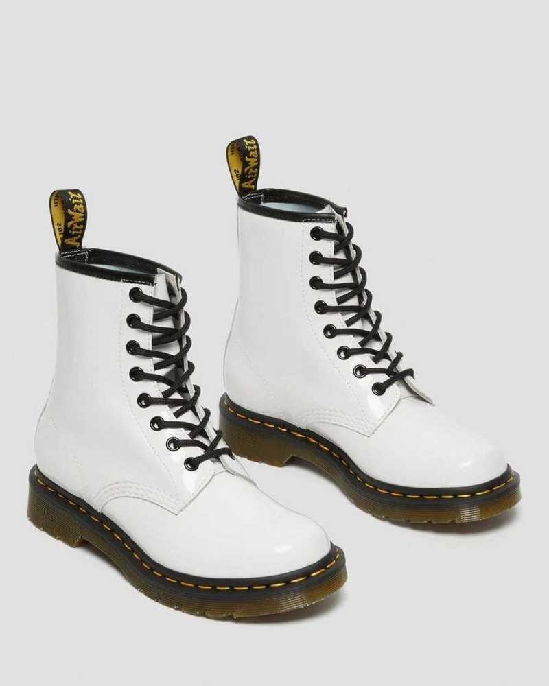 Dr Martens 1460 Patent Leather Lace Up Boots Boots White | 20768XNOK