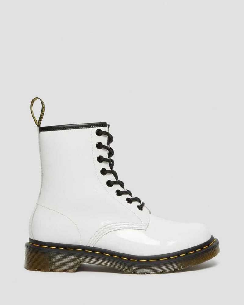 Dr Martens 1460 Patent Leather Lace Up Boots Boots White | 20768XNOK