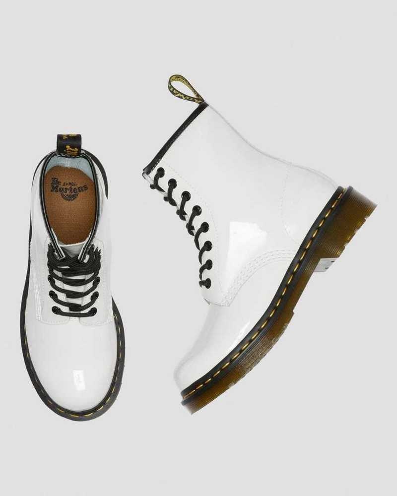 Dr Martens 1460 Patent Leather Lace Up Boots Boots White | 20768XNOK