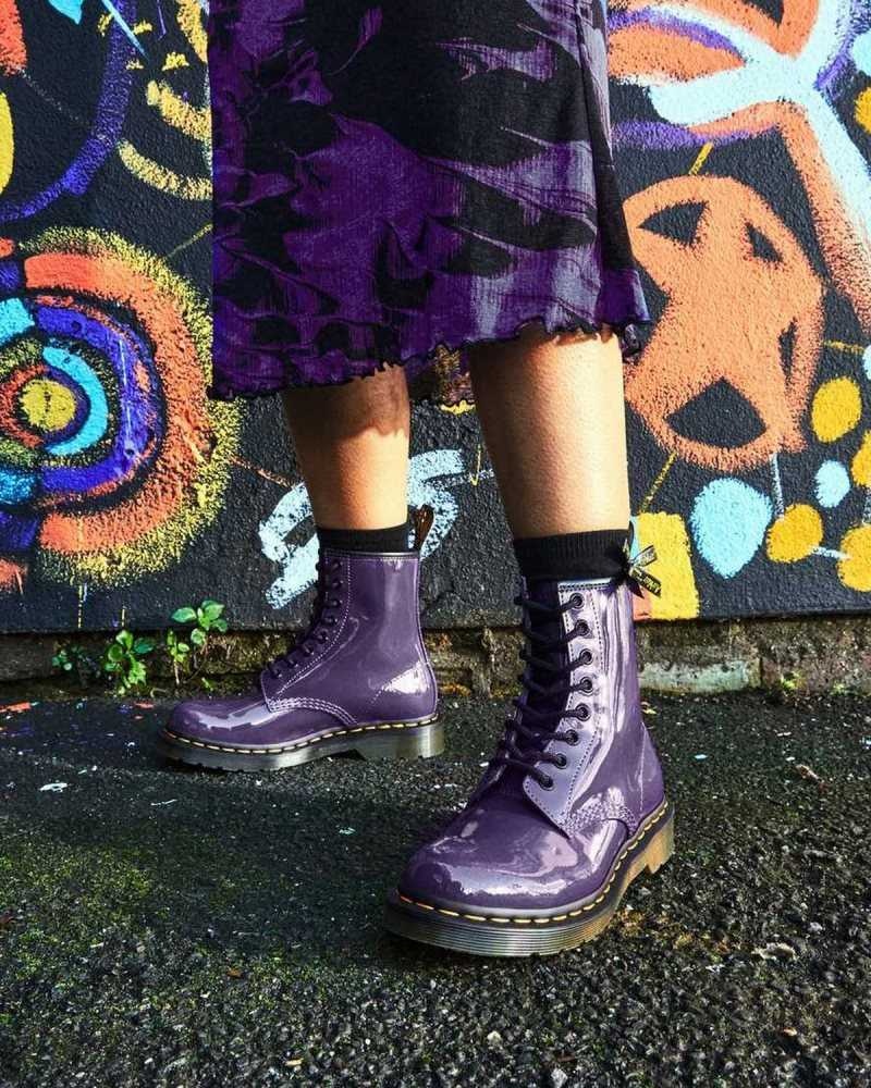 Dr Martens 1460 Patent Leather Lace Up Boots Boots Blackcurrant Patent Lamper | 67398ULYN