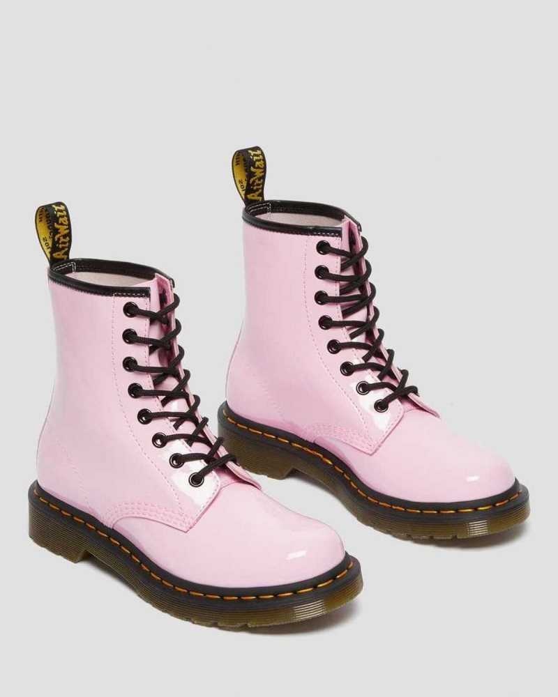 Dr Martens 1460 Patent Leather Lace Up Boots Ankle Boots Pink | 57019ZQDF