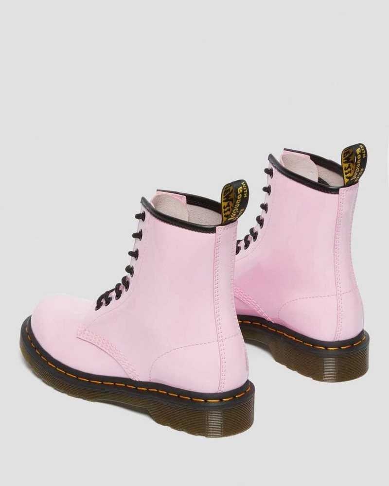 Dr Martens 1460 Patent Leather Lace Up Boots Ankle Boots Pink | 57019ZQDF