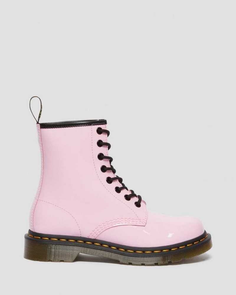 Dr Martens 1460 Patent Leather Lace Up Boots Ankle Boots Pink | 57019ZQDF