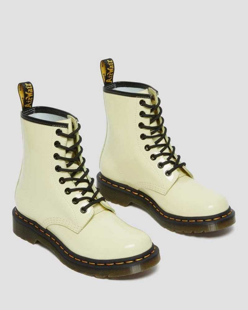 Dr Martens 1460 Patent Leather Lace Up Boots Boots Cream | 52694CVYI