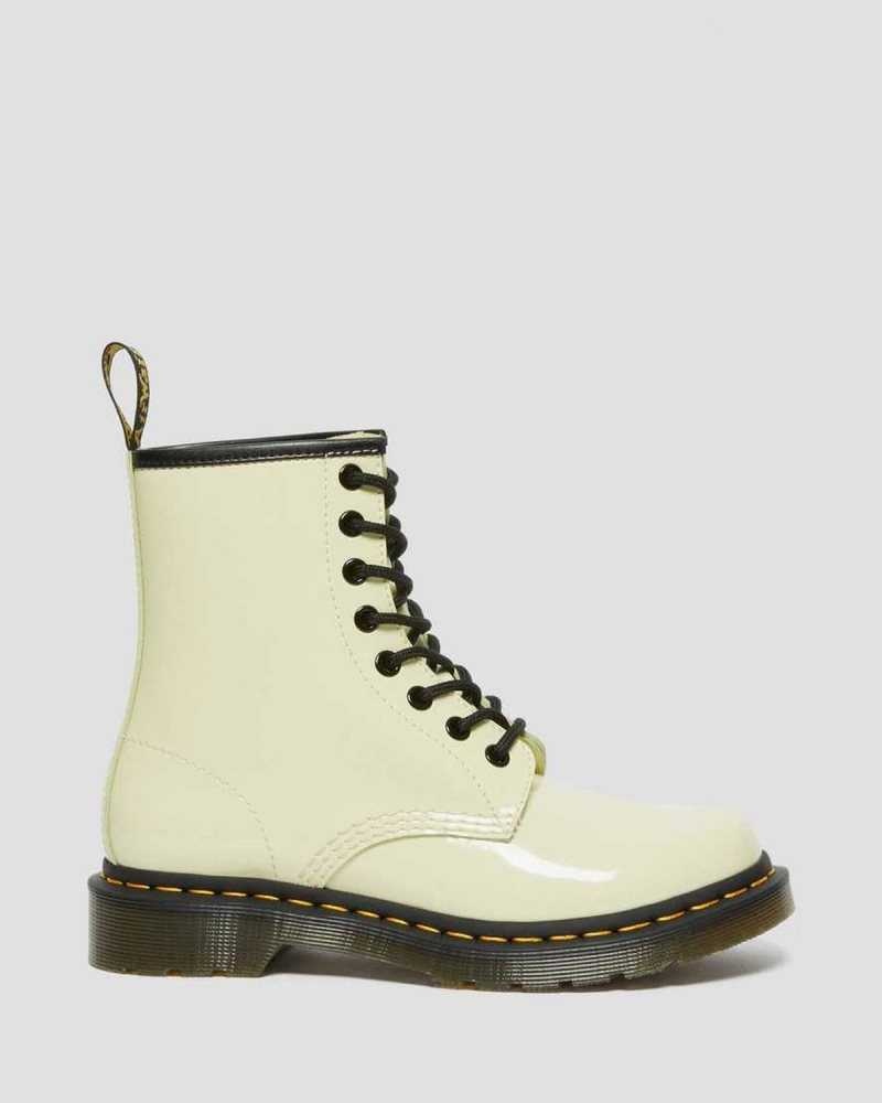 Dr Martens 1460 Patent Leather Lace Up Boots Boots Cream | 52694CVYI