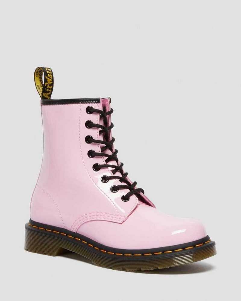 Dr Martens 1460 Patent Leather Lace Up Boots Boots Pink | 42813RDSL