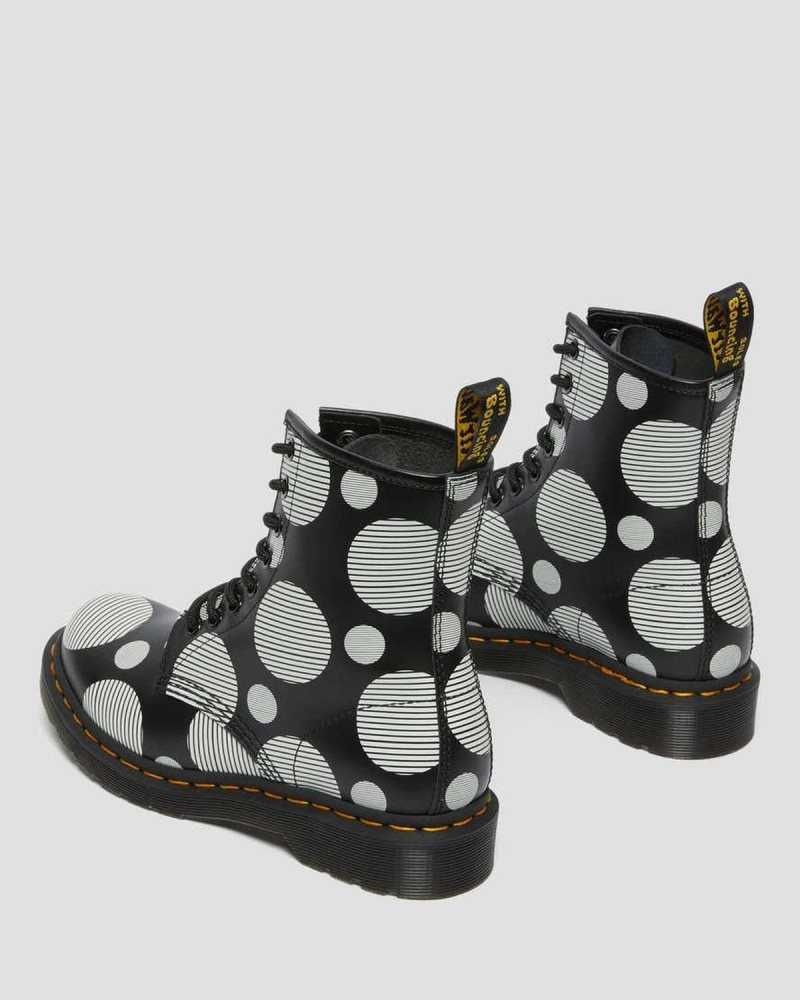 Dr Martens 1460 Polka Dot Smooth Leather Lace Up Boots Boots Black | 28405JTIA