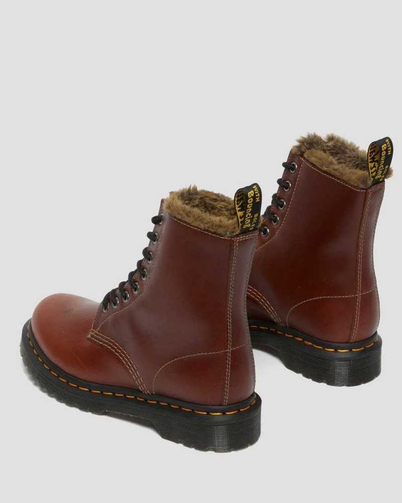 Dr Martens 1460 Serena Faux Fur Lined Lace Up Boots Winter Boots Brown | 90563DMAK