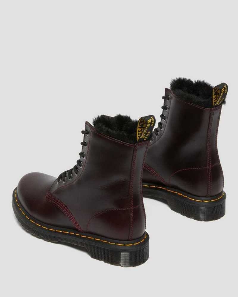 Dr Martens 1460 Serena Faux Fur Lined Lace Up Boots Winter Boots Burgundy | 09631ETNO