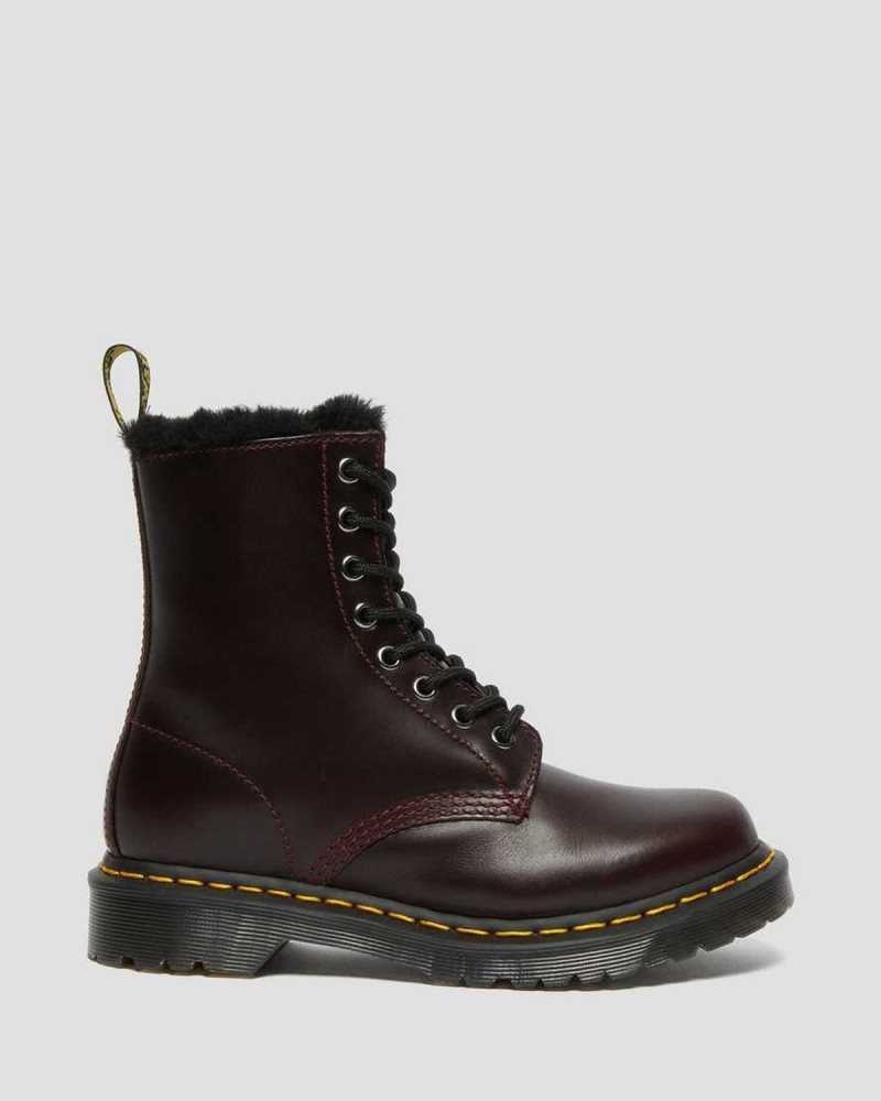 Dr Martens 1460 Serena Faux Fur Lined Lace Up Boots Winter Boots Burgundy | 09631ETNO